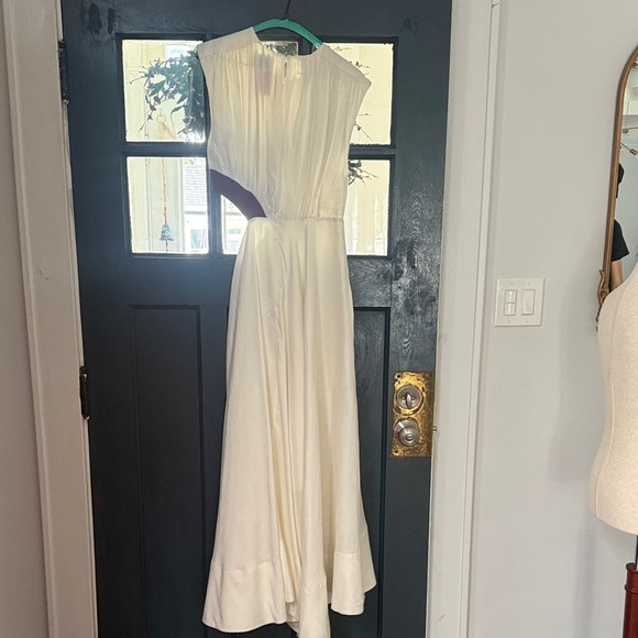 Aje Dress Ivory and Mahogany Asymmetrical Reflection Cut out hi lo Size 10 - Picture 9 of 12
